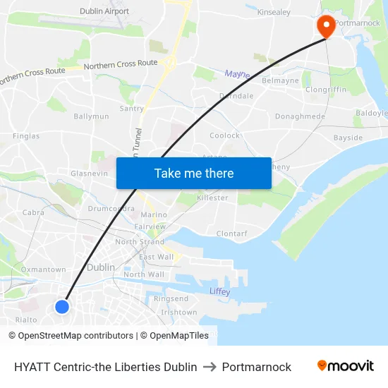HYATT Centric-the Liberties Dublin to Portmarnock map