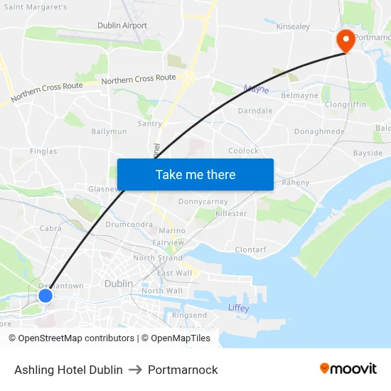 Ashling Hotel Dublin to Portmarnock map