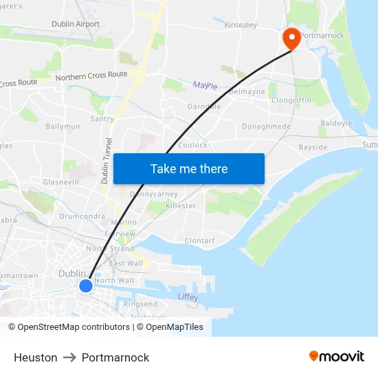 Heuston to Portmarnock map
