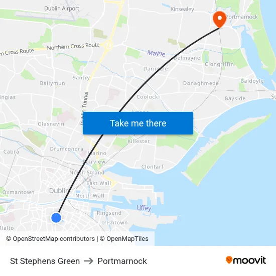 St Stephens Green to Portmarnock map