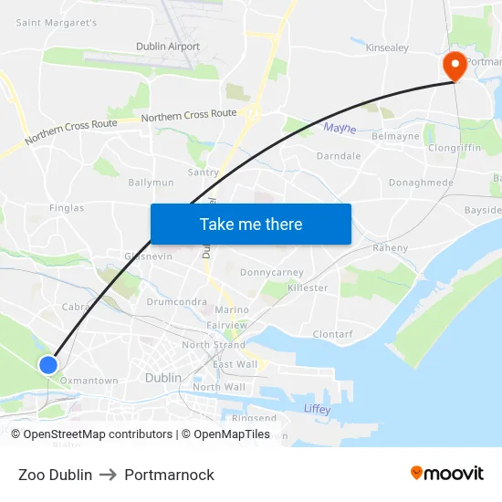 Zoo Dublin to Portmarnock map