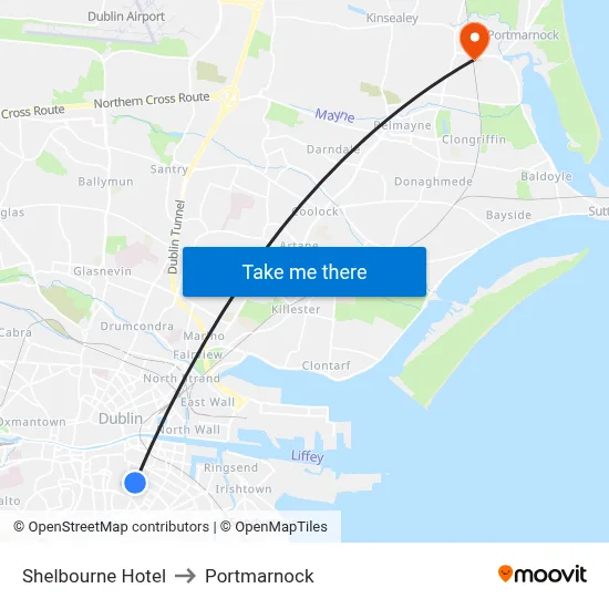 Shelbourne Hotel to Portmarnock map