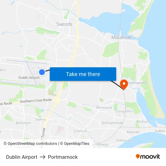 Dublin Airport to Portmarnock map