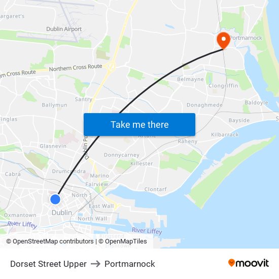 Dorset Street Upper to Portmarnock map