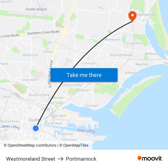 Westmoreland Street to Portmarnock map