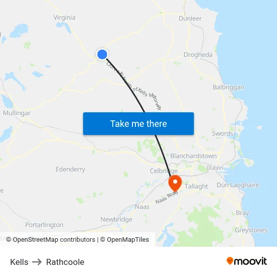 Kells to Rathcoole map