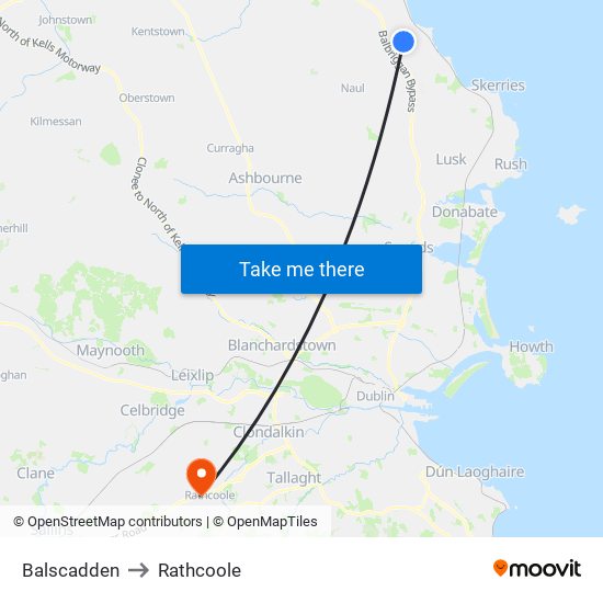Balscadden to Rathcoole map