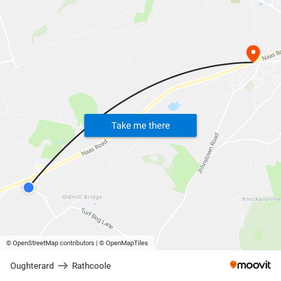 Oughterard to Rathcoole map