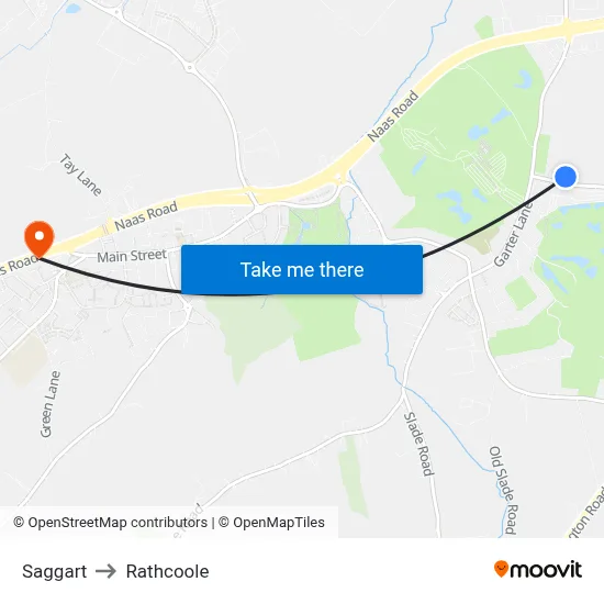 Saggart to Rathcoole map