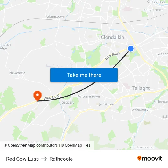 Red Cow Luas to Rathcoole map