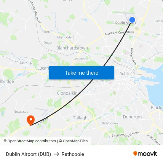 Dublin Airport (DUB) to Rathcoole map