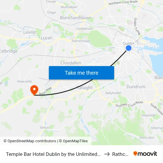 Temple Bar Hotel Dublin by the Unlimited Collection to Rathcoole map