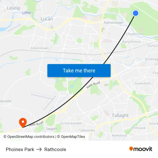 Phoinex Park to Rathcoole map