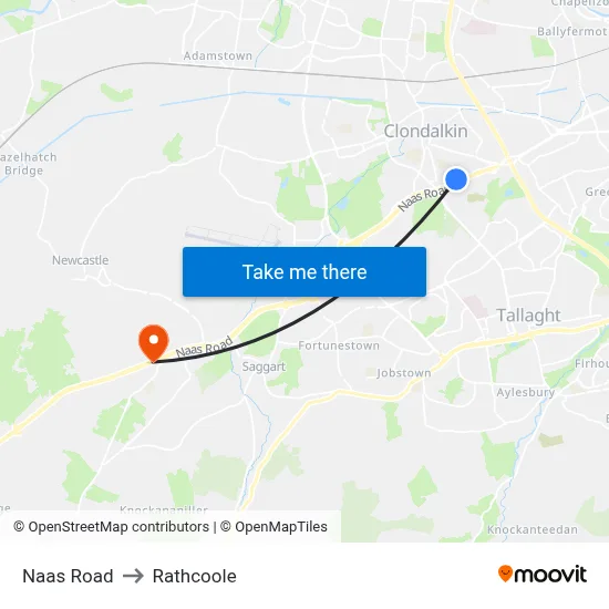 Naas Road to Rathcoole map