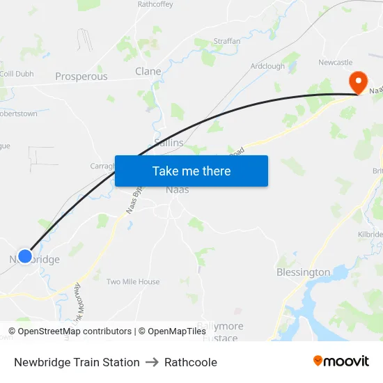 Newbridge Train Station to Rathcoole map