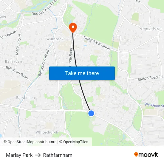 Marlay Park to Rathfarnham map