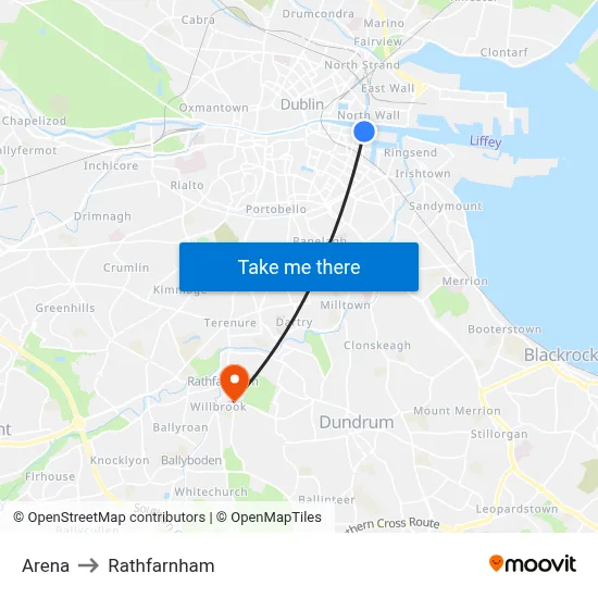 Arena to Rathfarnham map