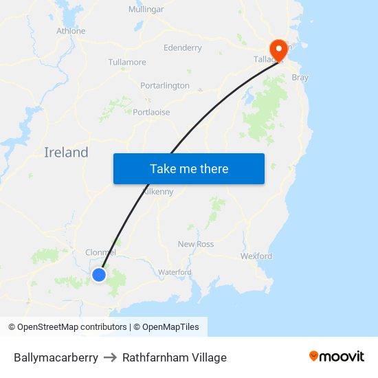 Ballymacarberry to Rathfarnham Village map