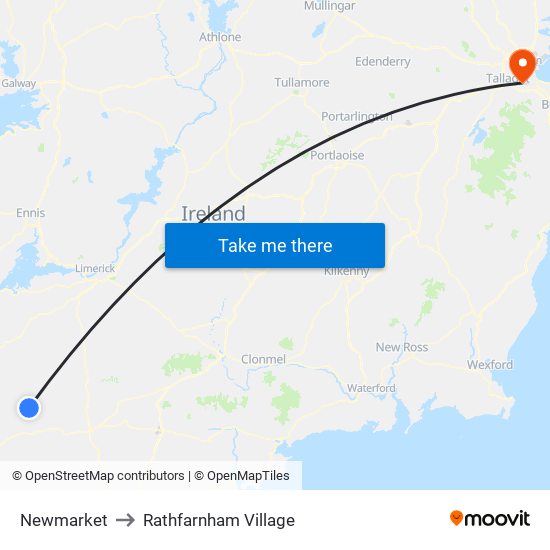 Newmarket to Rathfarnham Village map