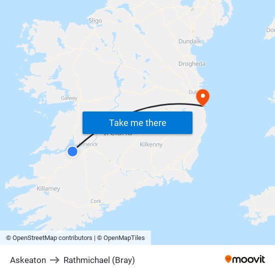 Askeaton to Rathmichael (Bray) map