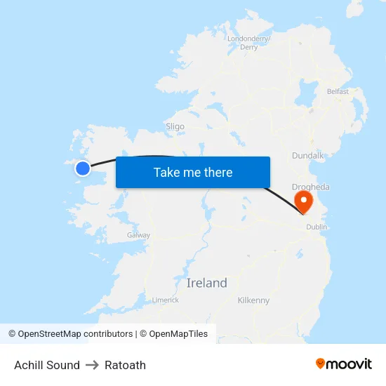 Achill Sound to Ratoath map