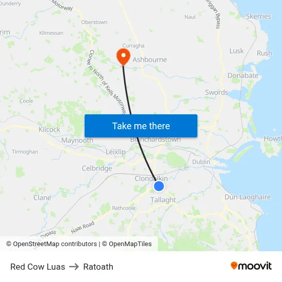 Red Cow Luas to Ratoath map
