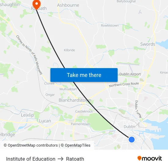 Institute of Education to Ratoath map