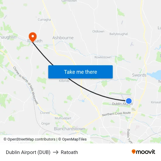 Dublin Airport (DUB) to Ratoath map