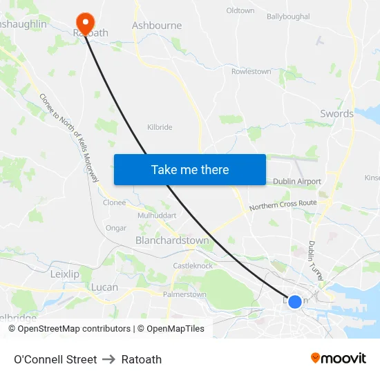 O'Connell Street to Ratoath map