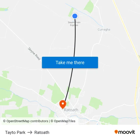 Tayto Park to Ratoath map