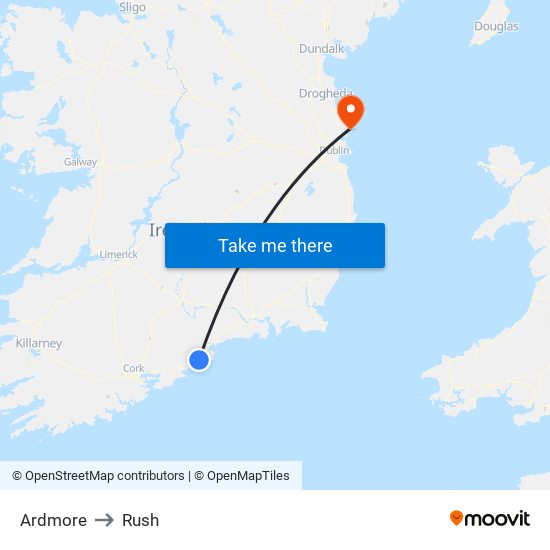 Ardmore to Rush map