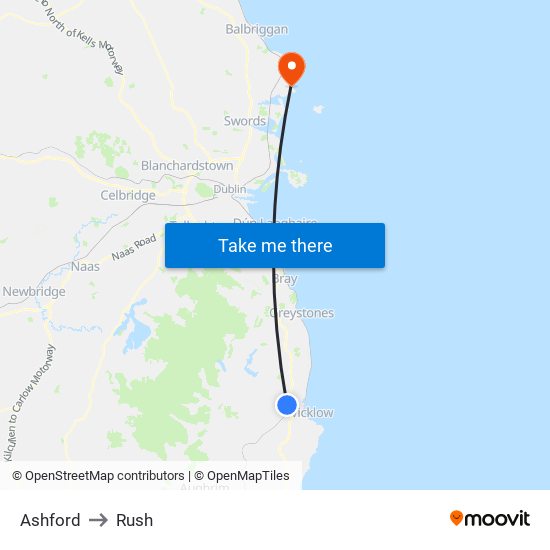 Ashford to Rush map