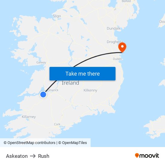 Askeaton to Rush map