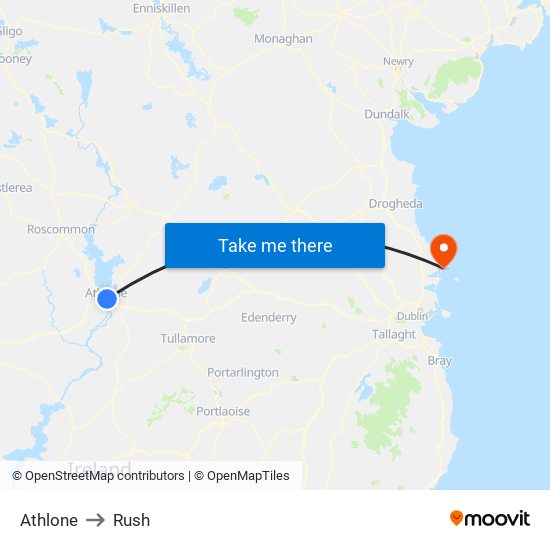 Athlone to Rush map