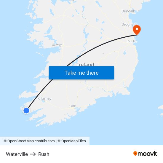 Waterville to Rush map