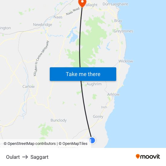 Oulart to Saggart map