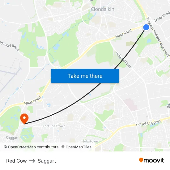 Red Cow to Saggart map