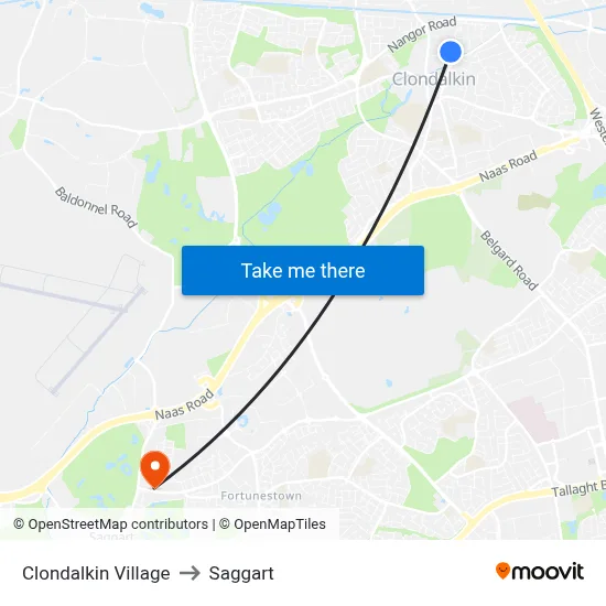 Clondalkin Village to Saggart map
