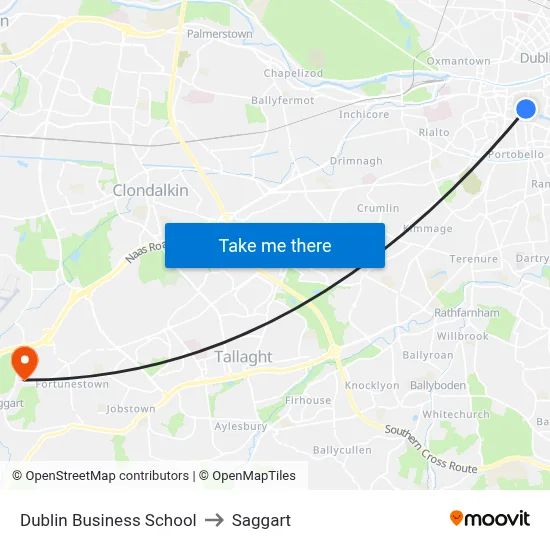 Dublin Business School to Saggart map