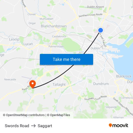 Swords Road to Saggart map