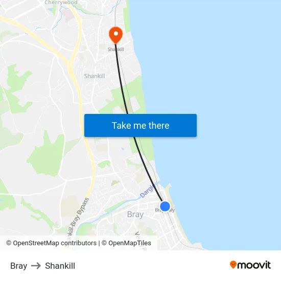 Bray to Shankill map
