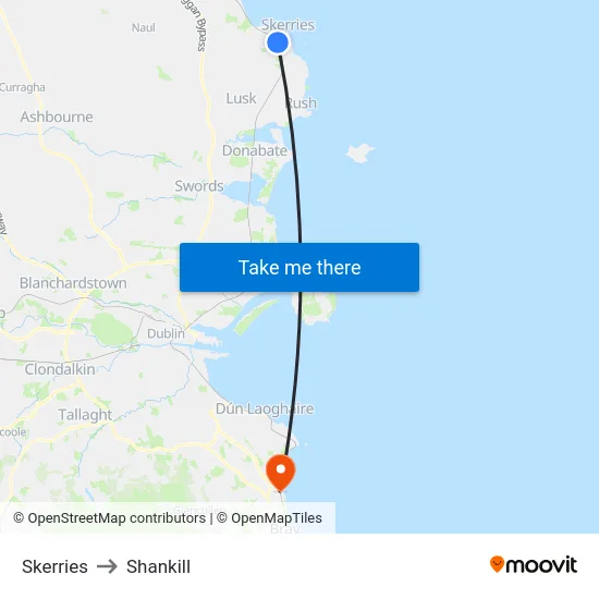 Skerries to Shankill map