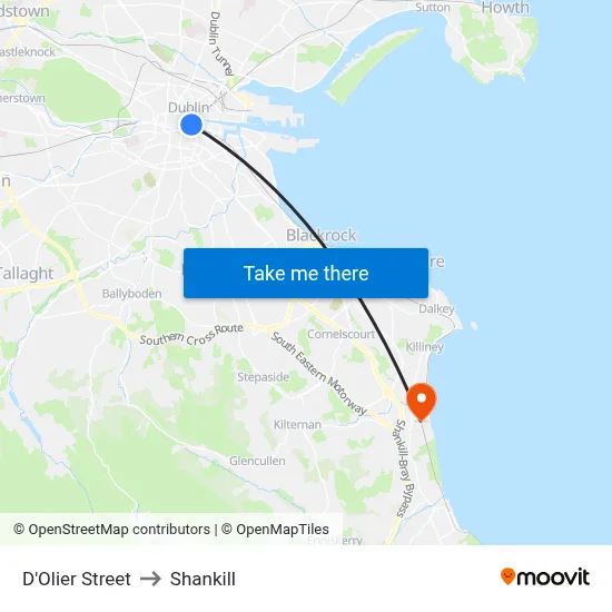 D'Olier Street to Shankill map