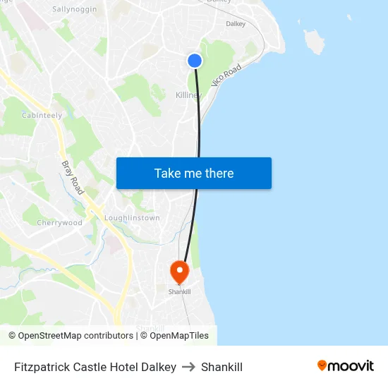 Fitzpatrick Castle Hotel Dalkey to Shankill map