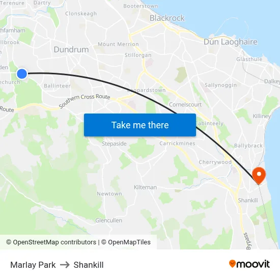 Marlay Park to Shankill map