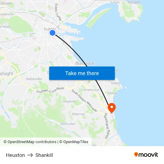 Heuston to Shankill map