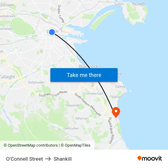 O'Connell Street to Shankill map