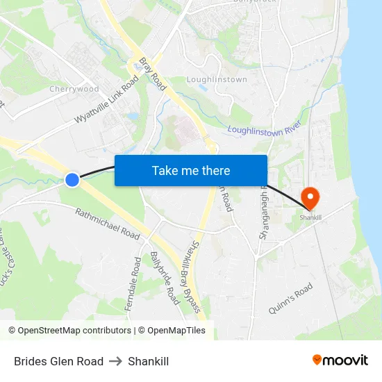 Brides Glen Road to Shankill map