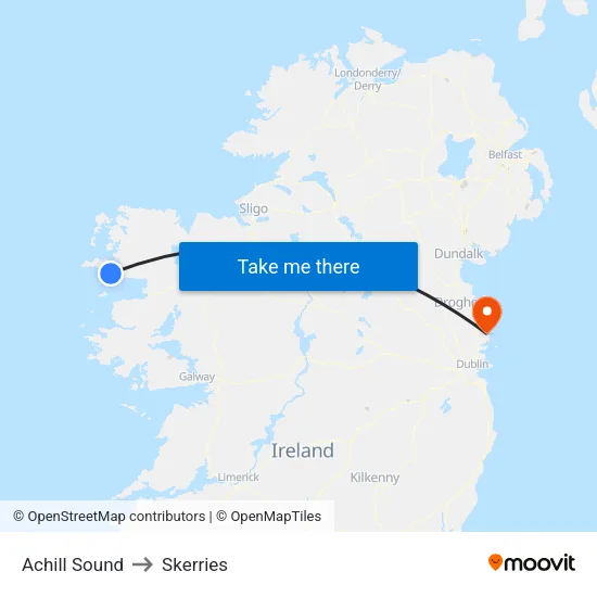 Achill Sound to Skerries map