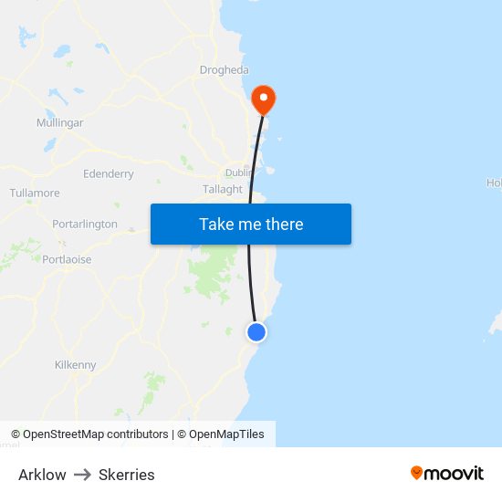 Arklow to Skerries map